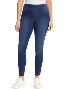Nine West Heidi Pull On Skinny Stretch Jeans Womens Size 16 Mid Rise Blue Denim